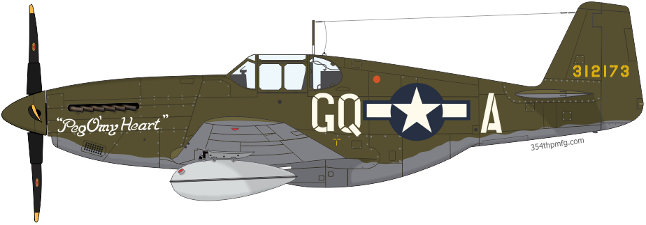 P-51B Mustang Peg O'my Heart, assigned to Maj. George R. Bickell